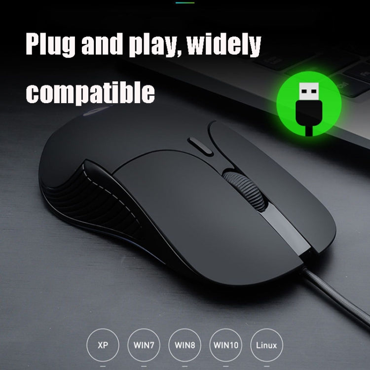 Ratón con cable para juegos Inphic PB1 Business Office Mute Macro Definición, longitud del cable: 1,5 m, Black Silen Business Version, Classic Back Breathing Light, Matte White Breathing Light
