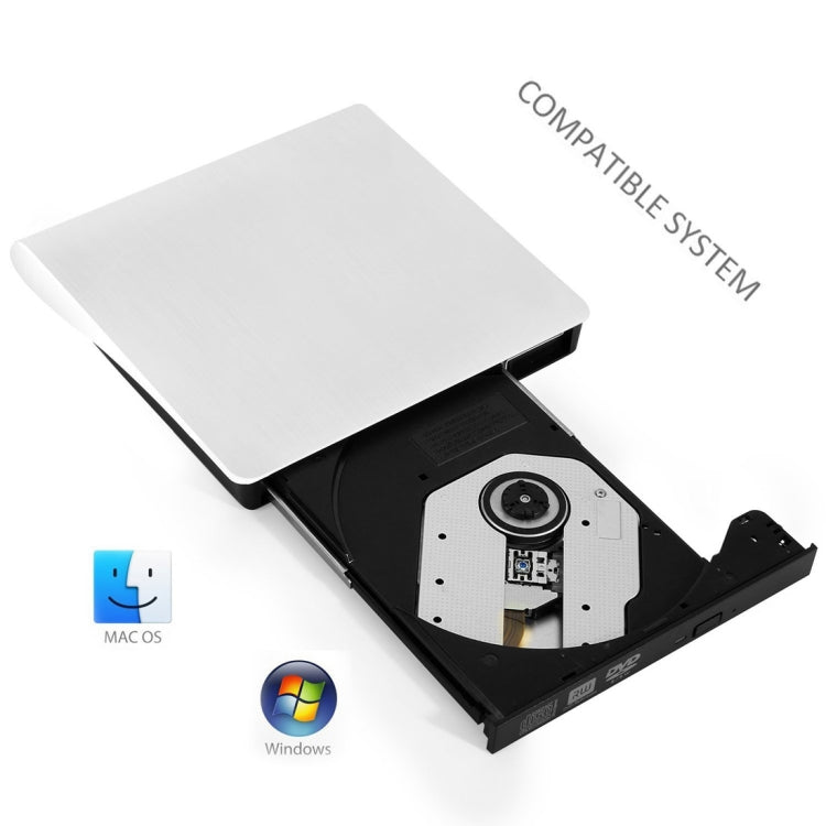 Delgado externo USB 3.0 DVD RW CD Writer Drive Burner Reader Player para PC portátil, Brushed Texture DVD(W)