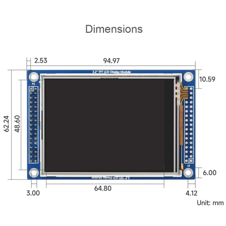 Waveshare 16498 LCD táctil (D) de 3,2 pulgadas, 320 x 240 píxeles, con panel táctil y controladores independientes, 3.2inch LCD (D)