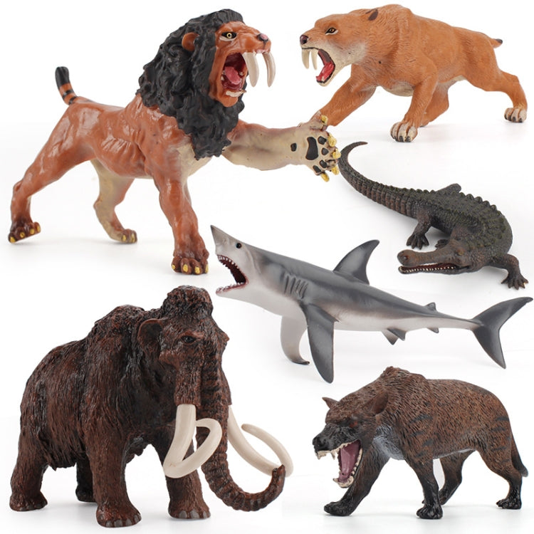 Niños Ciencia Educación Cognición Simulación Océano Salvaje Animal Antiguo Modelo, Woolly Mammoth, Megalodon, Dire Wolf, Saber-toothed Tiger, Black Emperor Crocodile, Saber-toothed Lion, Ancient Animal Set