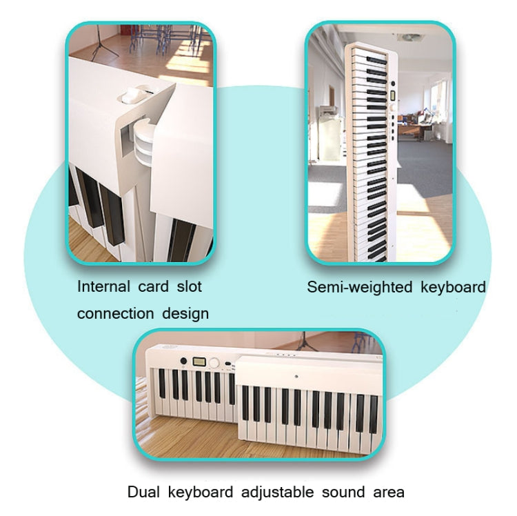 Wersi Teclado de piano electrónico portátil plegable de 88 teclas para principiantes que practican piano, enchufe CN, USB White, USB Black