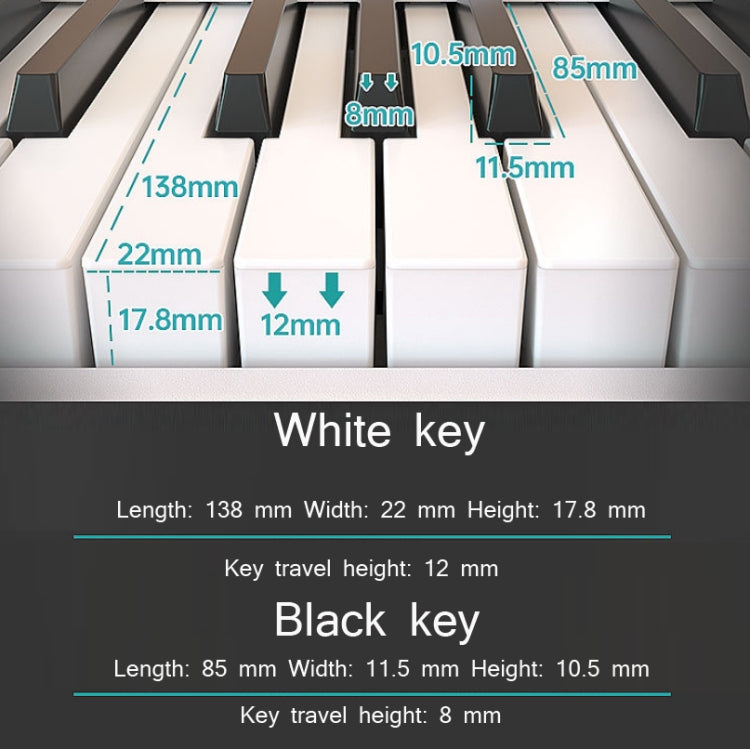 Wersi Teclado de piano electrónico portátil plegable de 88 teclas para principiantes que practican piano, enchufe CN, USB White, USB Black