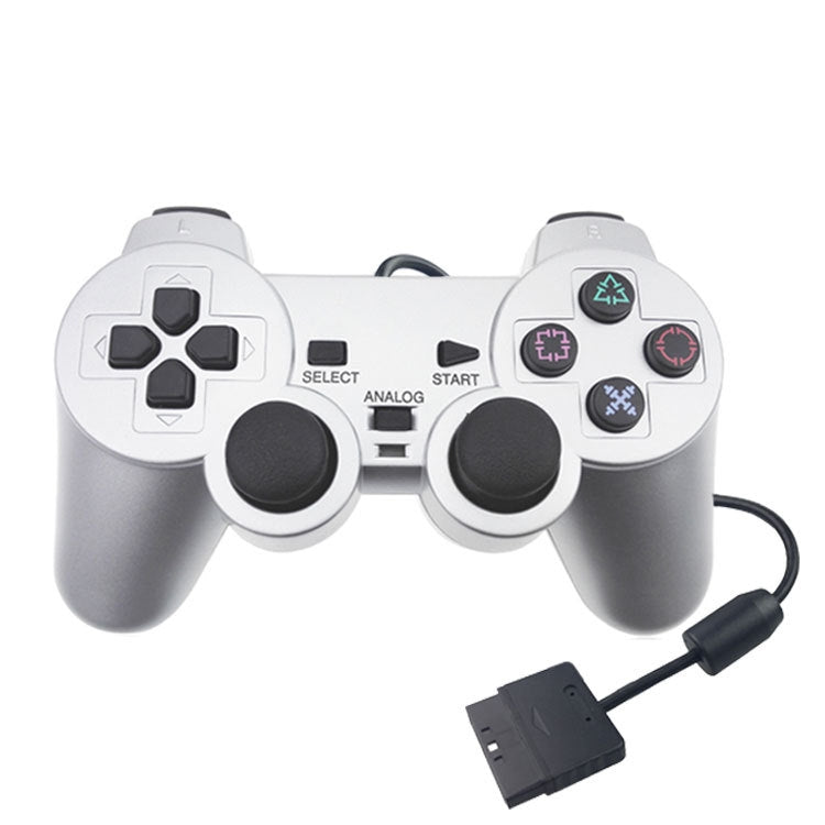 Gamepad con cable Dual Motor Vibration Silver Fuel Injection Gamepad adecuado para PS2, For PS2