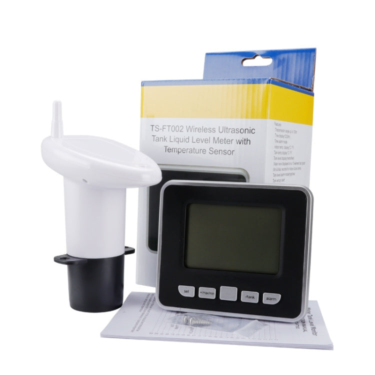 TS-FT002 Indicador de nivel de tanque de agua electrónico ultrasónico multifuncional con termómetro de temperatura interior Pantalla de reloj Indicador de nivel de agua, TS-FT002