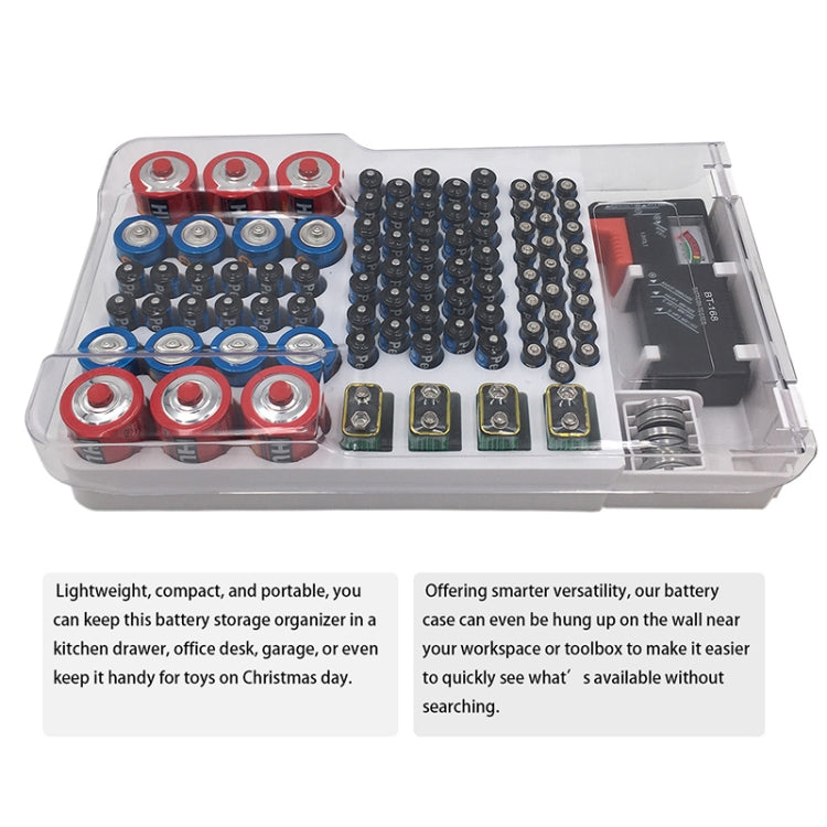 Caja de almacenamiento de batería JK-19070823 con probador de capacidad de batería