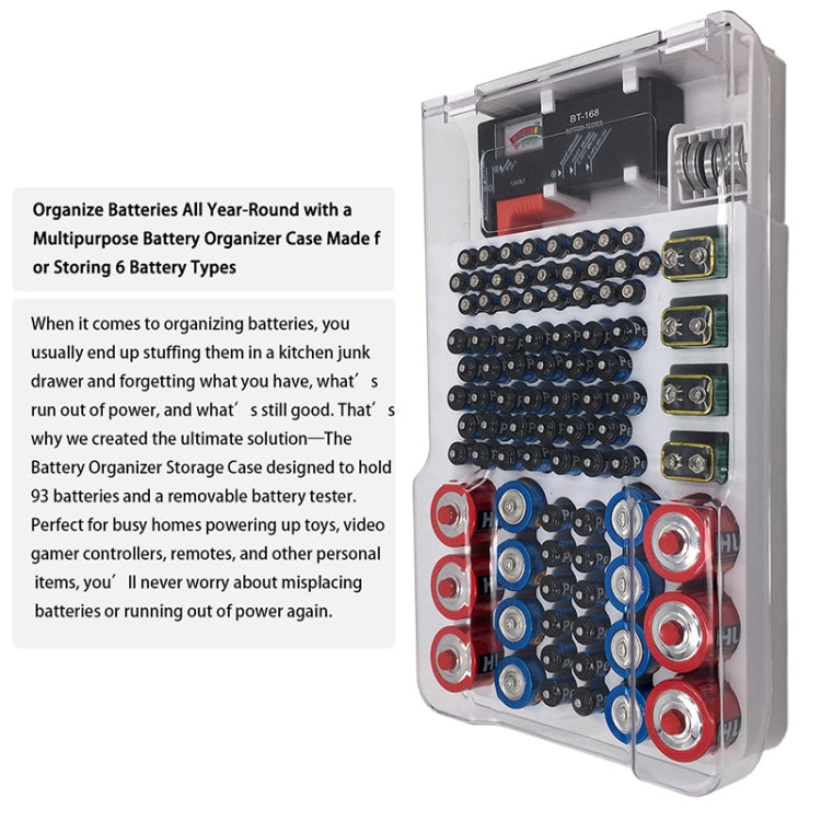 Caja de almacenamiento de batería JK-19070823 con probador de capacidad de batería