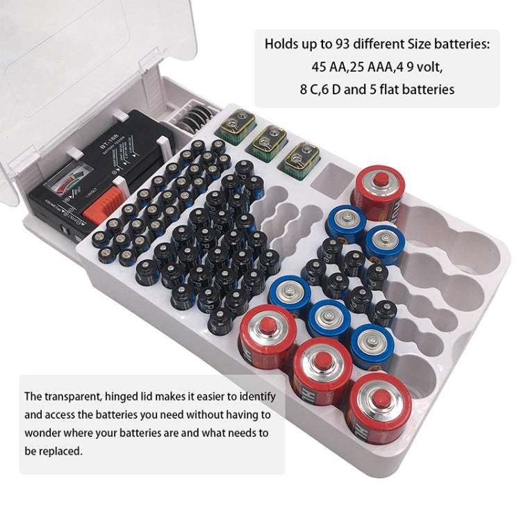 Caja de almacenamiento de batería JK-19070823 con probador de capacidad de batería