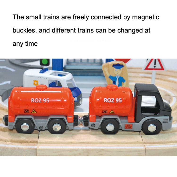 Estación de policía de madera multifuncional, juego de pistas de carretera, bloques de construcción de ensamblaje para bebés, juguetes educativos de educación temprana, Police Station Road Track Set