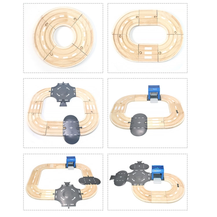 Estación de policía de madera multifuncional, juego de pistas de carretera, bloques de construcción de ensamblaje para bebés, juguetes educativos de educación temprana, Police Station Road Track Set
