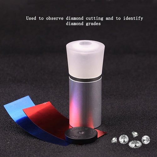 2 uds espejo de corte de Metal joyería herramienta de identificación de diamantes lupa 10 veces instrumento de diamante anillo de diamante observador