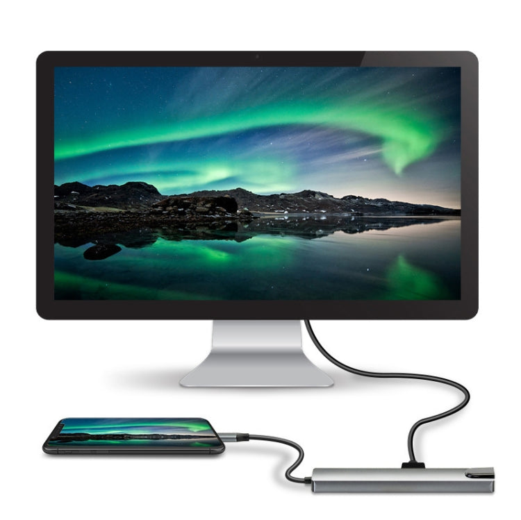WC7367 8 en 1 87W Tipo-C a PD+USB3.0x2+SD+TF+HDMI+RJ45+Tipo-c Estación de acoplamiento HUB, WC7367