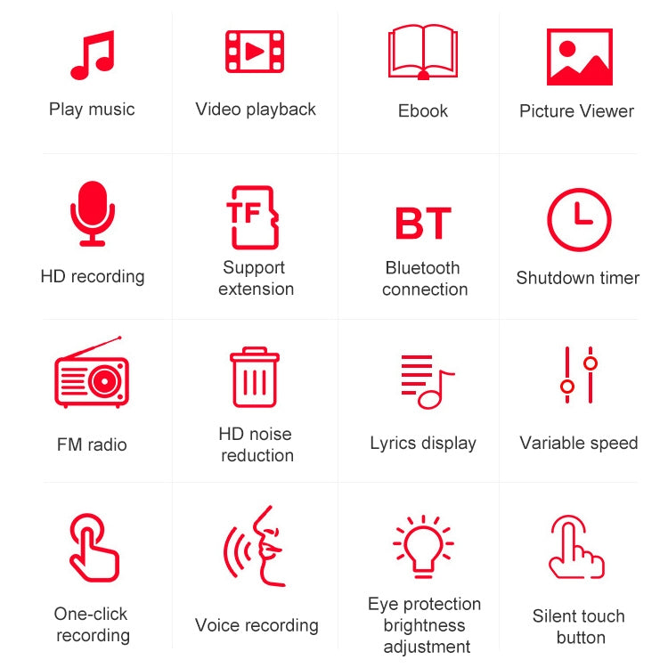 Reproductor MP3 portátil con pantalla táctil Bluetooth, grabador, libro electrónico, 4GB, 8GB, 16GB, 32GB