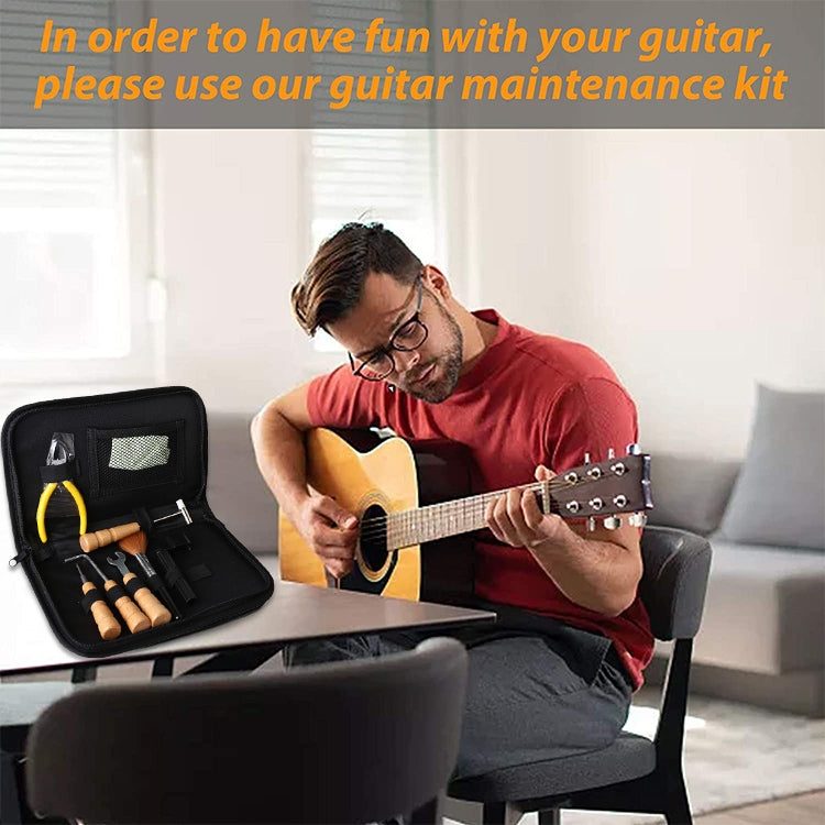 Juego de 7 piezas Kit de cambio de cuerdas de guitarra Herramienta de reparación y cuidado de guitarra, Guitar String Changing Kit