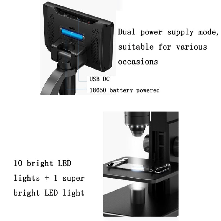 2000X lupa digital electrónica del microscopio de observación de la célula microbiana de 7 pulgadas