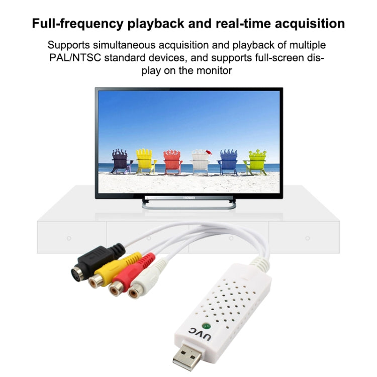 Adaptador de tarjeta de captura de audio y video USB 2.0 portátil VHS a DVD Captura de video para Win7 / Win8 / XP / Vista, unidad libre