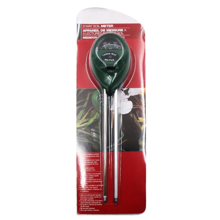 Detector de suelo 3 en 1, valor de PH, pluma de prueba de intensidad de luz, cabeza redonda, medidor de humedad seca del suelo, 3 In 1