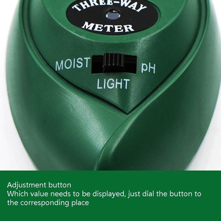 Detector de suelo 3 en 1, valor de PH, pluma de prueba de intensidad de luz, cabeza redonda, medidor de humedad seca del suelo, 3 In 1