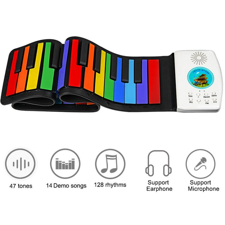 HUA008-49 Piano plegable enrollado a mano de 49 teclas Piano de color para niños, 49-Key