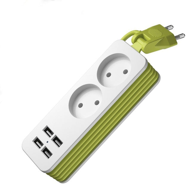 Regleta 1/2 Enchufe UE 4 puertos USB 1200W 250V 1,5m Cable de pared enchufe múltiple portátil