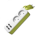Regleta 1/2 Enchufe UE 4 puertos USB 1200W 250V 1,5m Cable de pared enchufe múltiple portátil