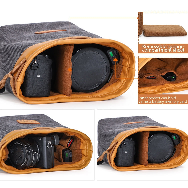 S.C.COTTON Bolsa con forro impermeable protección digital bolsa portátil para lentes SLR bolsa para micro cámara individual bolsa para fotografía, Beige L, Carbon Black L, Gray L, Beige M, Carbon Black M, Gray M, Beige S, Carbon Black S, Gray S