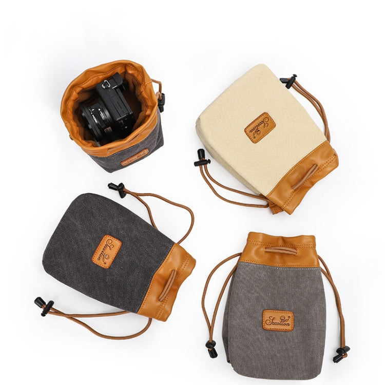 S.C.COTTON Bolsa con forro impermeable protección digital bolsa portátil para lentes SLR bolsa para micro cámara individual bolsa para fotografía, Beige L, Carbon Black L, Gray L, Beige M, Carbon Black M, Gray M, Beige S, Carbon Black S, Gray S