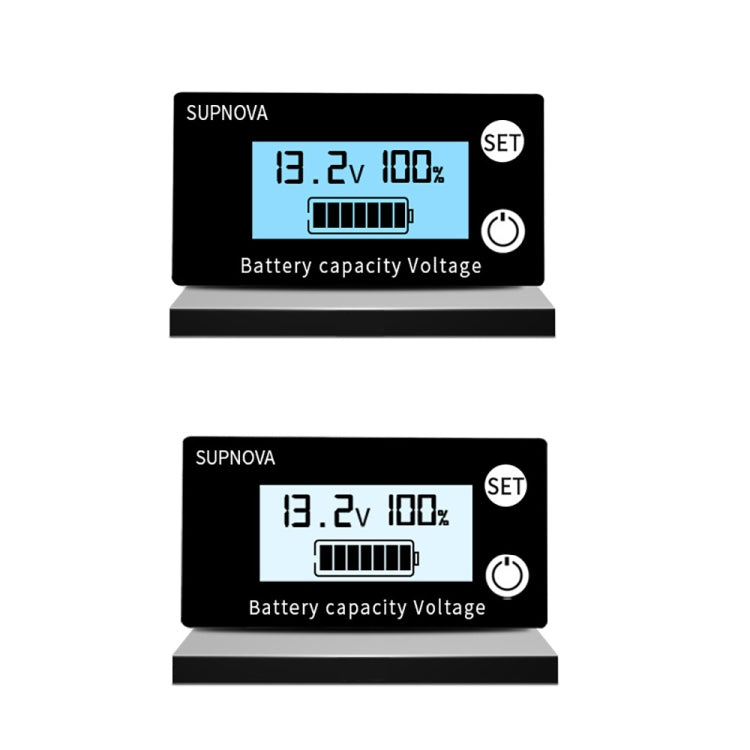 SUPNOVA DC 8-100V Indicador de capacidad de batería Voltímetro Medidor de voltaje, Estilo:, White, White + Alarm + Temperature, Blue, Blue +Alarm + Temperature