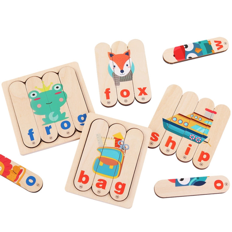 Rompecabezas de barra de madera, palabras de ortografía para jardín de infantes, palito de helado, Spelling Words Ice Cream Stick