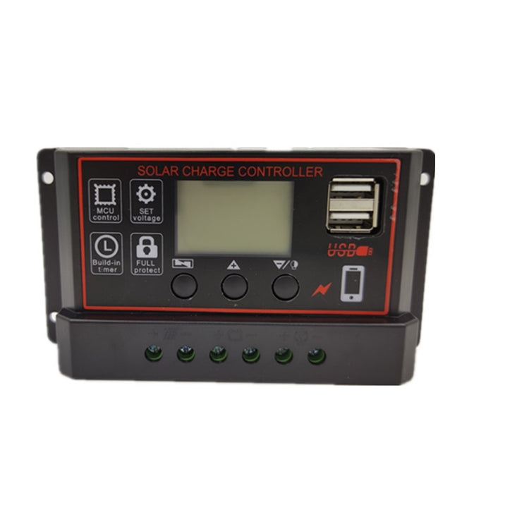 Controlador Solar Simple de 12V y 24V, Control de tiempo de luz, controlador de carga y descarga Solar con USB, 10A, 20A, 30A