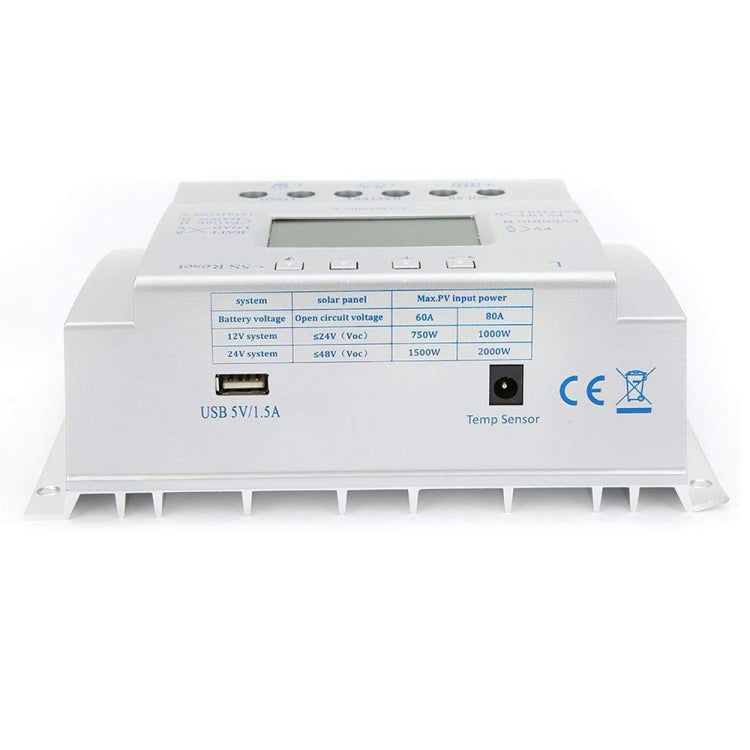 L60 12V / 24V 60A Controlador solar Voltaje de potencia Pantalla LCD Controlador de carga solar