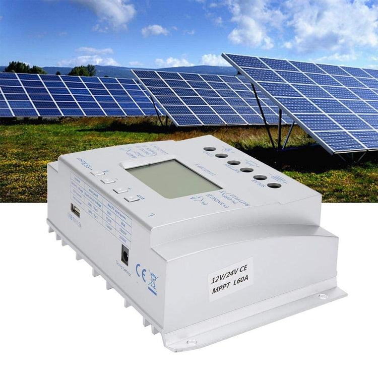 L60 12V / 24V 60A Controlador solar Voltaje de potencia Pantalla LCD Controlador de carga solar