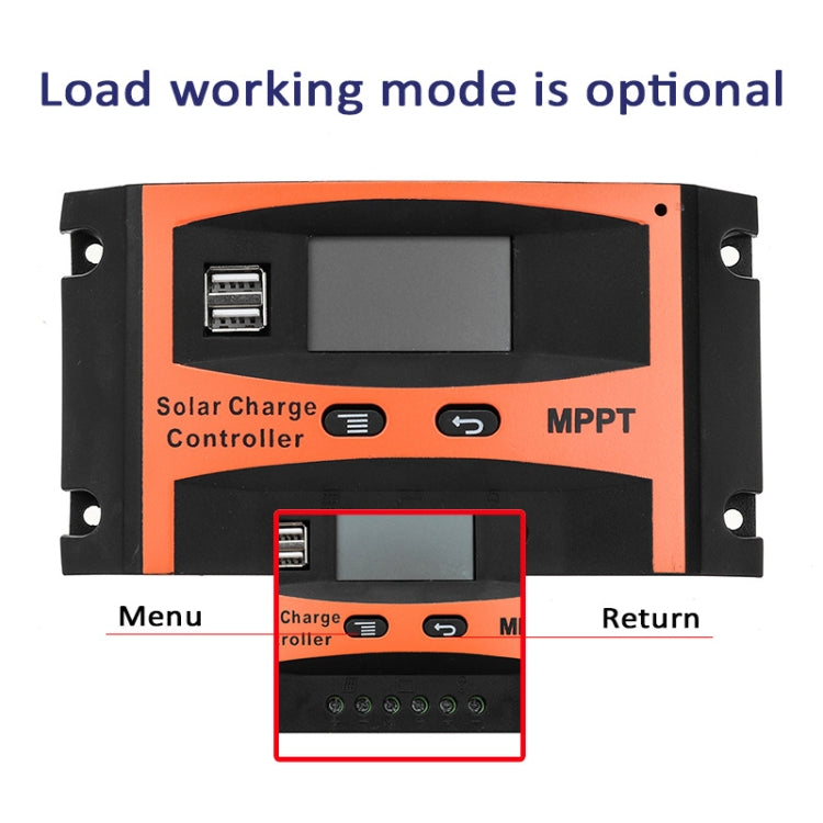 Controlador solar de identificación automática MPPT 12V/24V con salida USB, 30A, 40A, 50A, 60A