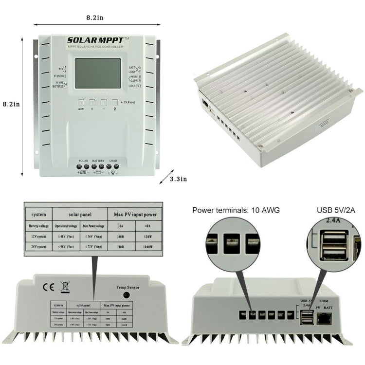 Controlador de carga solar de identificación automática MPPT P60 60A 12V/24V