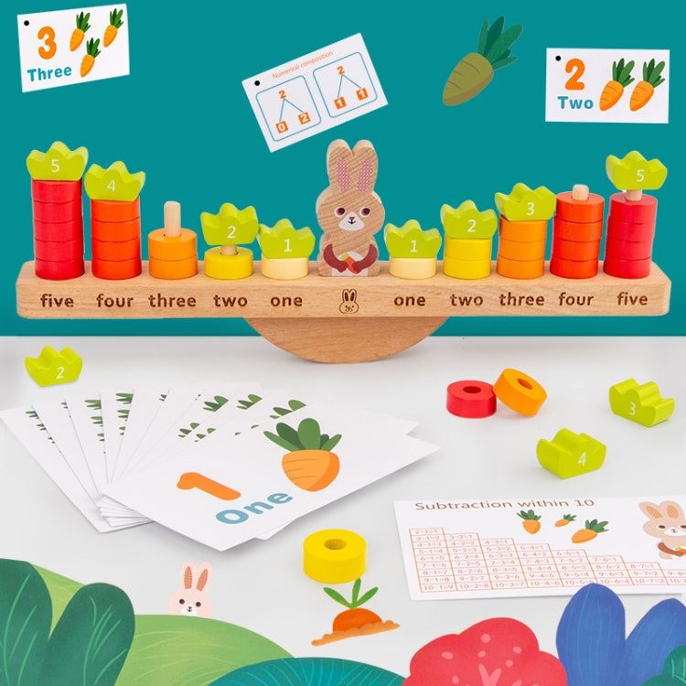 Rompecabezas de educación temprana para niños, juguete equilibrado de conejo, suma de matemáticas, resta, juguete de iluminación, Rabbit Balanced Toy