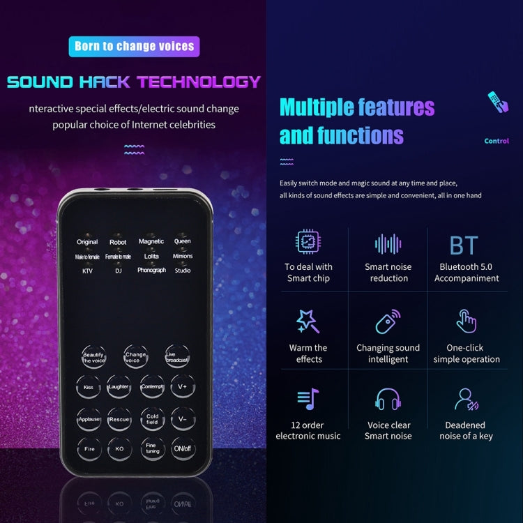Mini cambiador de voz de tarjeta de sonido universal para teléfonos móviles y computadoras, S9
