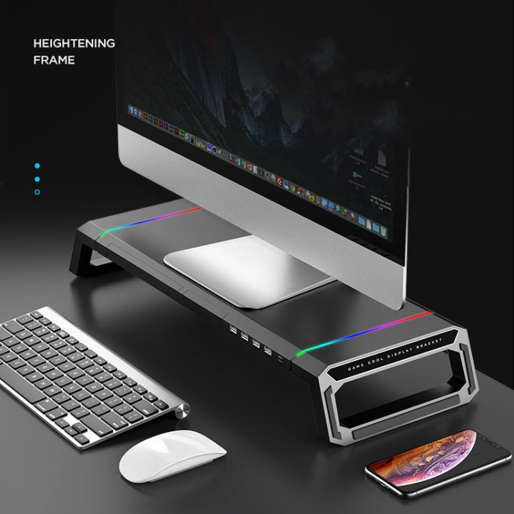 ICE COOREL T1 Monitor Soporte plegable para computadora portátil con estante aumentado con iluminación RGB e interfaz de expansión 4xUSB