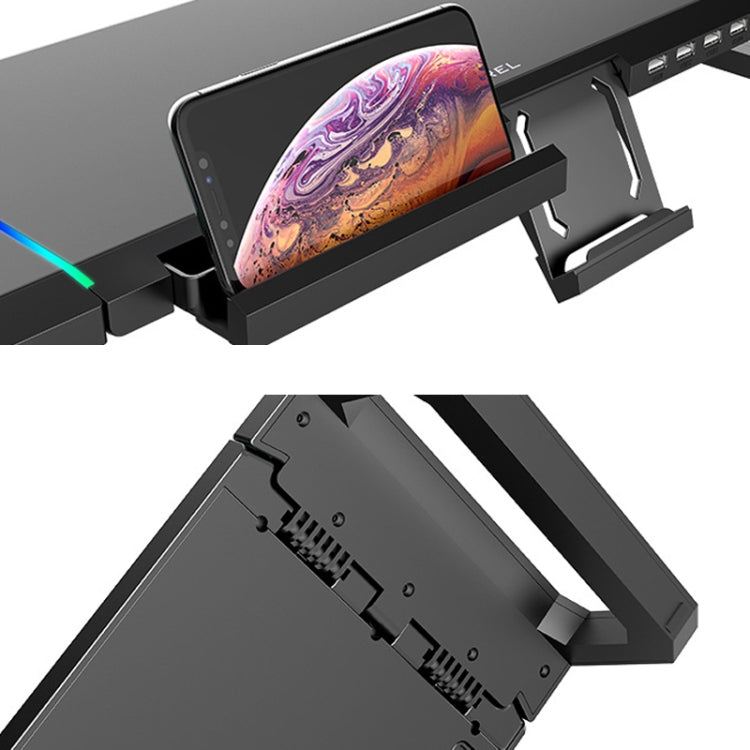 ICE COOREL T1 Monitor Soporte plegable para computadora portátil con estante aumentado con iluminación RGB e interfaz de expansión 4xUSB