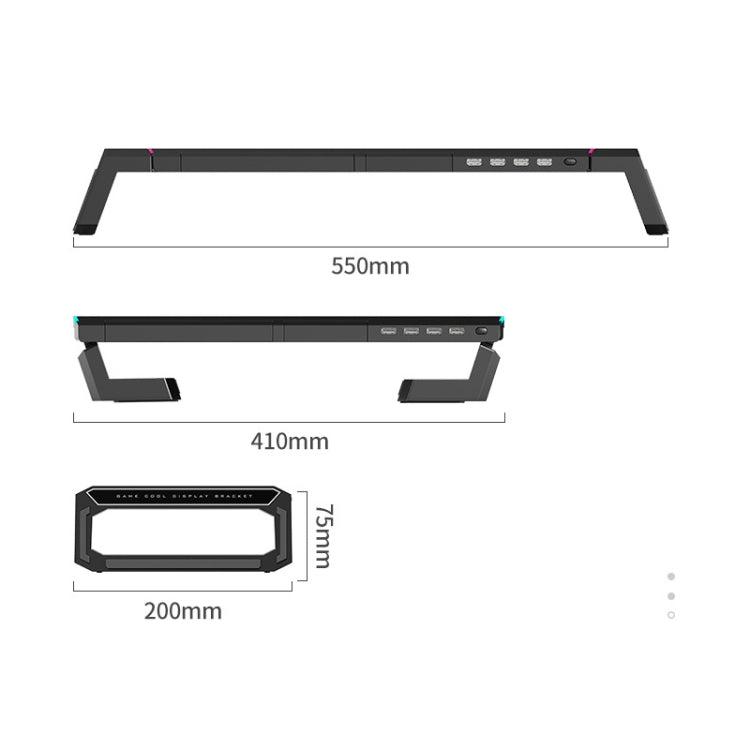 ICE COOREL T1 Monitor Soporte plegable para computadora portátil con estante aumentado con iluminación RGB e interfaz de expansión 4xUSB