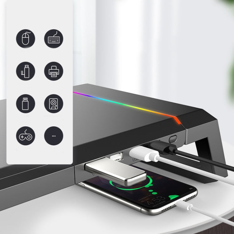 ICE COOREL T1 Monitor Soporte plegable para computadora portátil con estante aumentado con iluminación RGB e interfaz de expansión 4xUSB