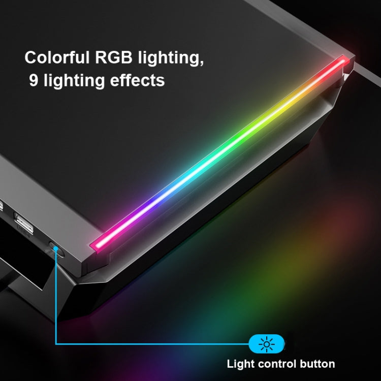 ICE COOREL T1 Monitor Soporte plegable para computadora portátil con estante aumentado con iluminación RGB e interfaz de expansión 4xUSB