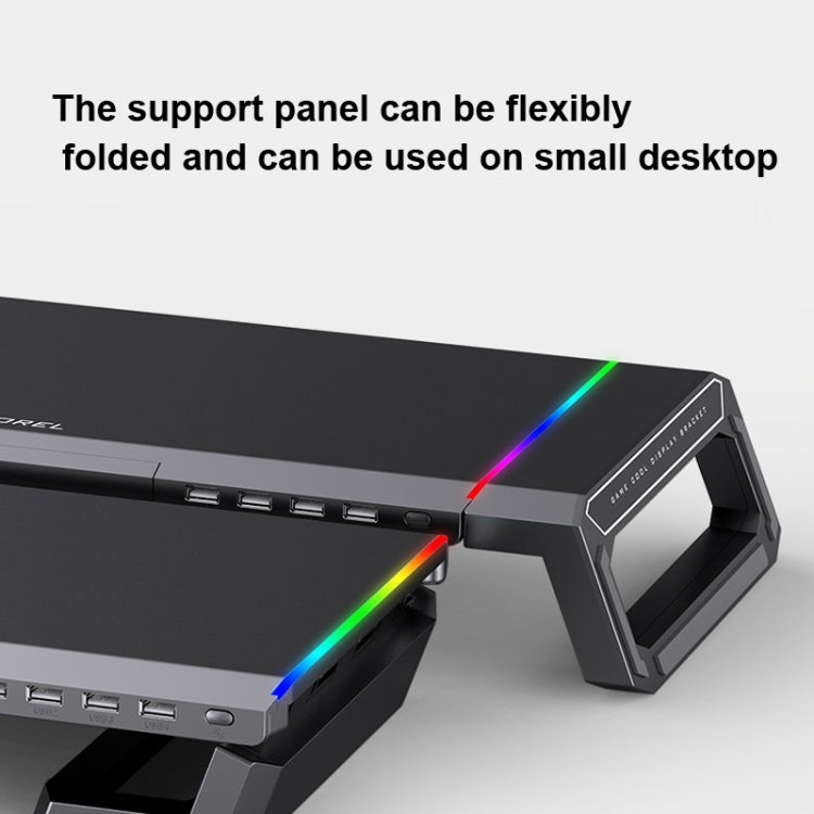 ICE COOREL T1 Monitor Soporte plegable para computadora portátil con estante aumentado con iluminación RGB e interfaz de expansión 4xUSB