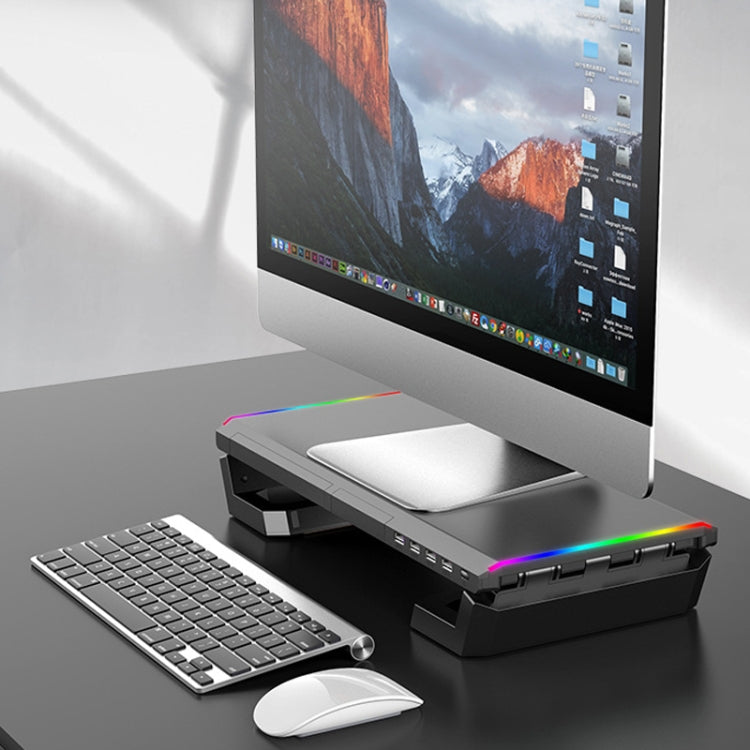 ICE COOREL T1 Monitor Soporte plegable para computadora portátil con estante aumentado con iluminación RGB e interfaz de expansión 4xUSB