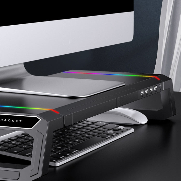 ICE COOREL T1 Monitor Soporte plegable para computadora portátil con estante aumentado con iluminación RGB e interfaz de expansión 4xUSB