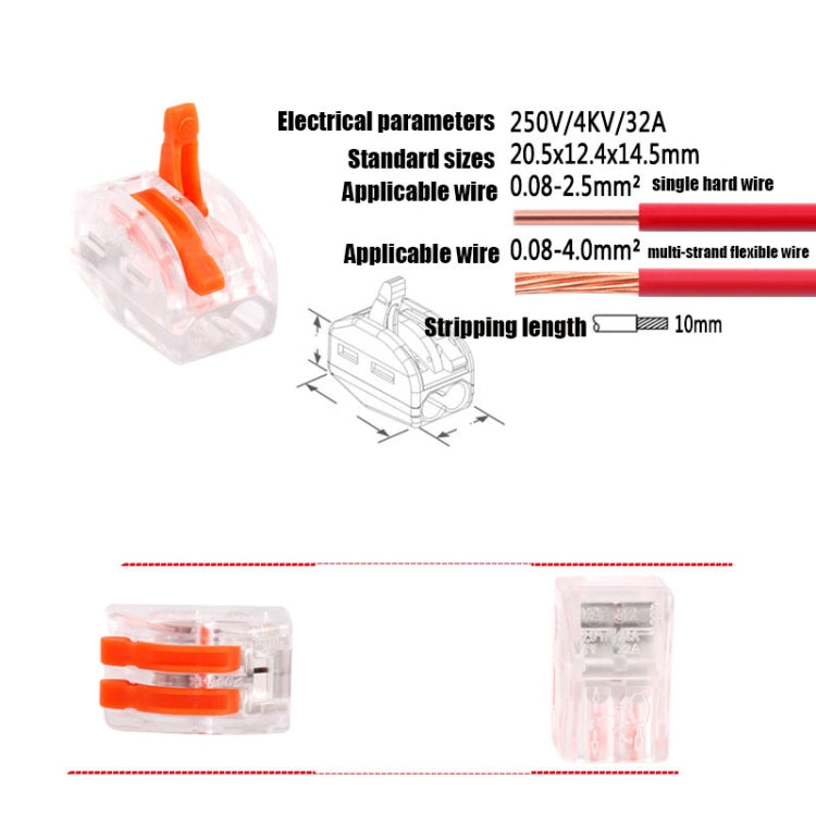 10 PCS VSE-412W Terminal Building Cableado Push-in Connector Terminal de conexión rápida, VSE-412W