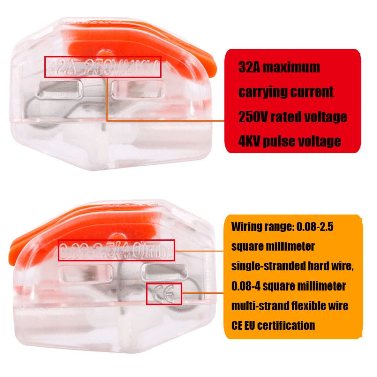10 PCS VSE-412W Terminal Building Cableado Push-in Connector Terminal de conexión rápida, VSE-412W