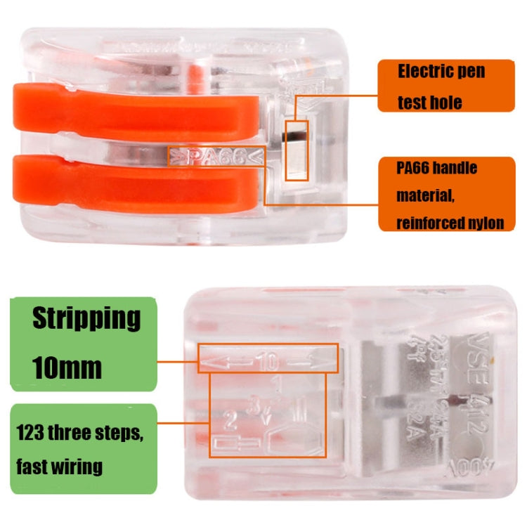 10 PCS VSE-412W Terminal Building Cableado Push-in Connector Terminal de conexión rápida, VSE-412W