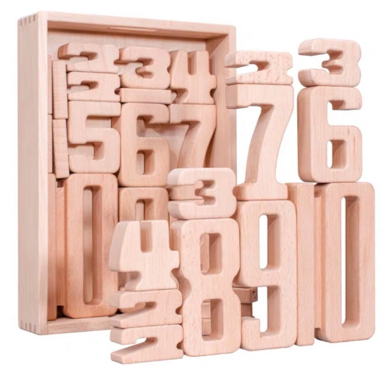 Bloques de construcción de números de haya para niños, juguete de educación temprana de matemáticas, material didáctico, Number Building Blocks(32 PCS / Set)