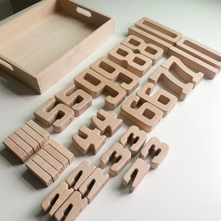 Bloques de construcción de números de haya para niños, juguete de educación temprana de matemáticas, material didáctico, Number Building Blocks(32 PCS / Set)