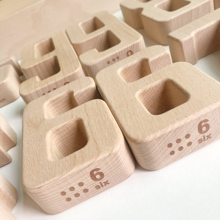 Bloques de construcción de números de haya para niños, juguete de educación temprana de matemáticas, material didáctico, Number Building Blocks(32 PCS / Set)