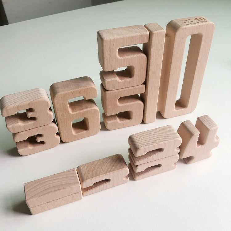 Bloques de construcción de números de haya para niños, juguete de educación temprana de matemáticas, material didáctico, Number Building Blocks(32 PCS / Set)